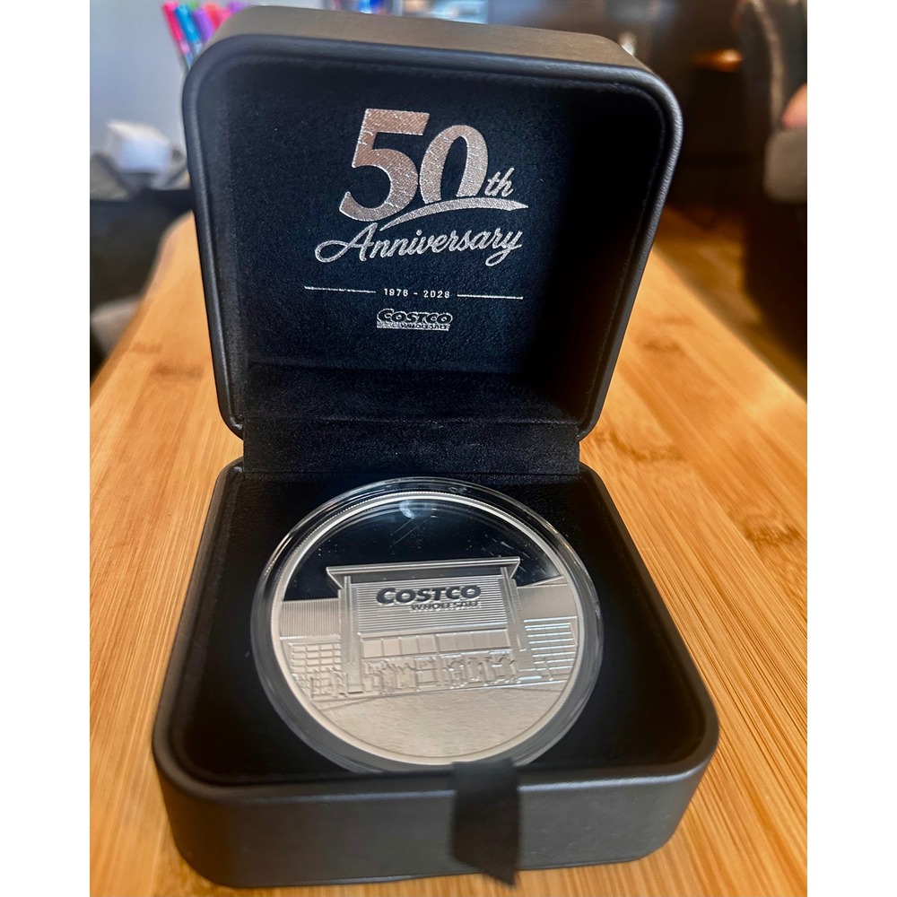 Costco 50th Anniversary 5 oz .999 Fine Silver Round 1976-2026 SMI Bullion Box